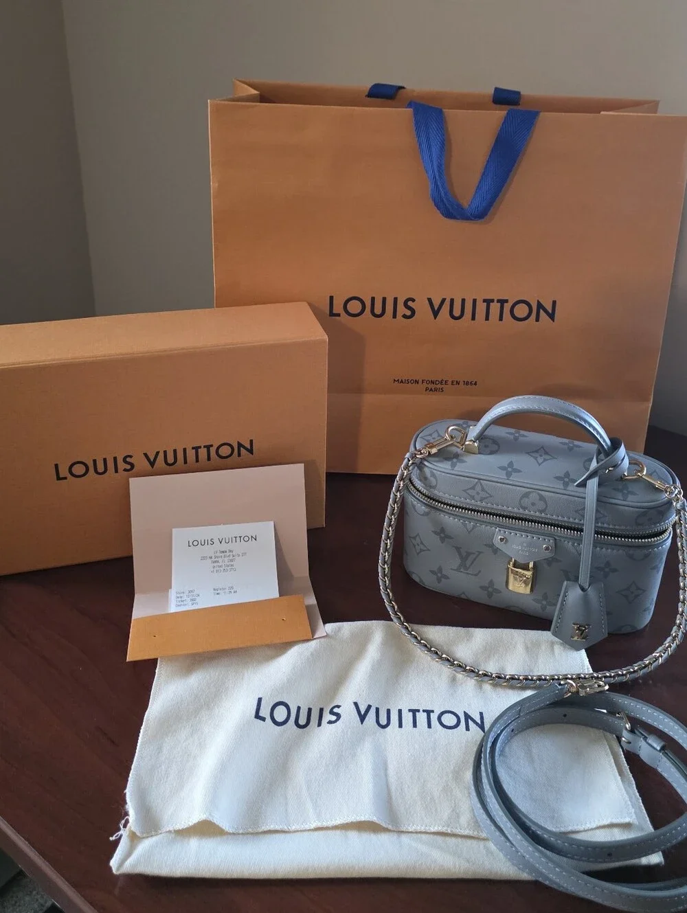 Louis Vuitton Light Blue Monogram Vanity Crossbody Bag